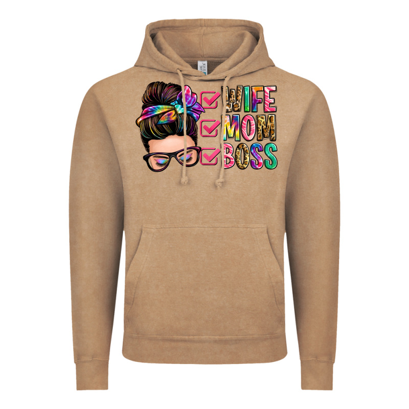 Wife Mom Boss Messy Bun Vintage Hoodie by Zillion Design Studio | Teevron