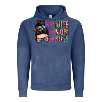 Vintage Denim wife mom boss messy bun Vintage Hoodie - Zillion Design Studio