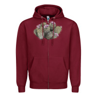 Burgundy cob beehive cactus Zipper Hoodie - LillyAllenDesigns