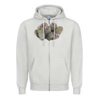 Dove Grey cob beehive cactus Zipper Hoodie - LillyAllenDesigns
