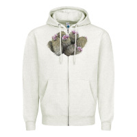 Oatmeal Heather cob beehive cactus Zipper Hoodie - LillyAllenDesigns
