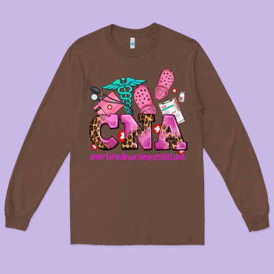 Cna Certified Nursing Assistant Long Sleeve Tee Designed By Adodesignshop