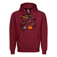 Burgundy Witch Zipper Hoodie - NancyCooperArtShop