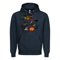 Navy Witch Zipper Hoodie - NancyCooperArtShop