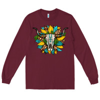 Burgundy bull skull gemstone cactus leopard sunflower Long Sleeve Tee - Artiststas