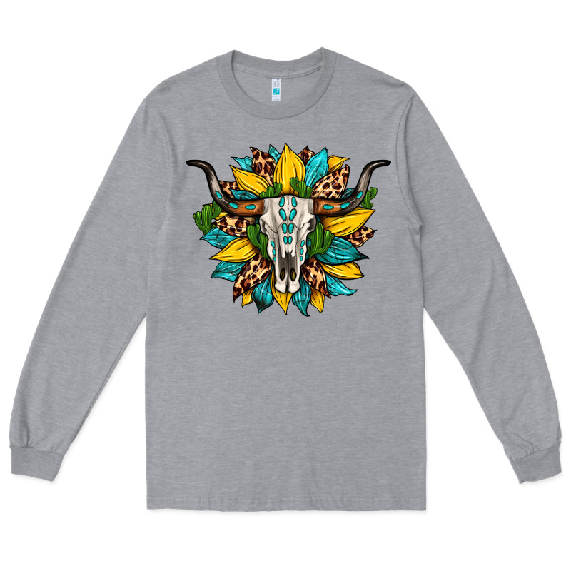 Bull Skull Gemstone Cactus Leopard Sunflower Long Sleeve Tee by Artiststas | Teevron