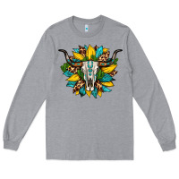 Heather Grey bull skull gemstone cactus leopard sunflower Long Sleeve Tee - Artiststas