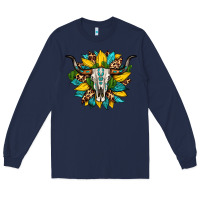Navy bull skull gemstone cactus leopard sunflower Long Sleeve Tee - Artiststas