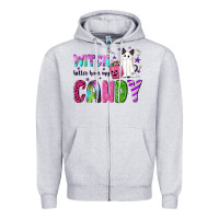 Heather Grey Witch better have my candy Zipper Hoodie - NancyCooperArtShop