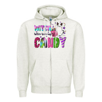 Oatmeal Heather Witch better have my candy Zipper Hoodie - NancyCooperArtShop