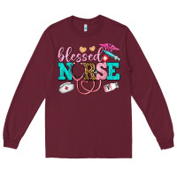 Burgundy blessed nurse Long Sleeve Tee - AdoDesignShop