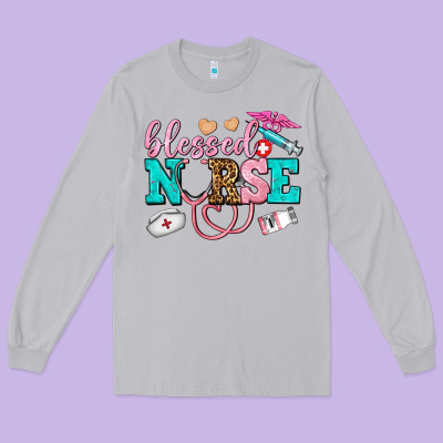 Blessed Nurse Long Sleeve Tee Designed By Adodesignshop