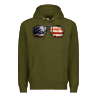Army Green amerıcan flag glasses Premium Hoodie - BarkalooDesign