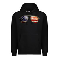 Black amerıcan flag glasses Premium Hoodie - BarkalooDesign