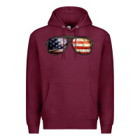 Burgundy amerıcan flag glasses Premium Hoodie - BarkalooDesign