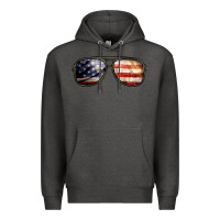 Charcoal Heather amerıcan flag glasses Premium Hoodie - BarkalooDesign