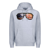 Heather Grey amerıcan flag glasses Premium Hoodie - BarkalooDesign