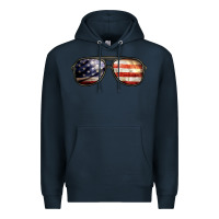 Navy amerıcan flag glasses Premium Hoodie - BarkalooDesign