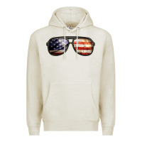 Oatmeal Heather amerıcan flag glasses Premium Hoodie - BarkalooDesign
