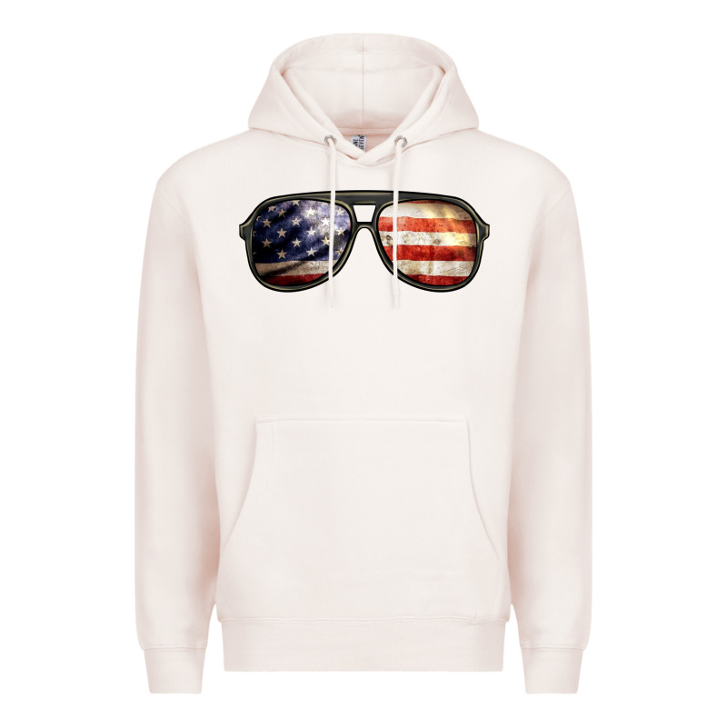 Amerıcan Flag Glasses Premium Hoodie by BarkalooDesign | Teevron