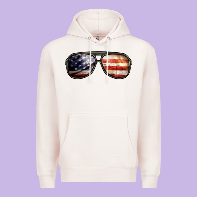 Amerıcan Flag Glasses Premium Hoodie Designed By Barkaloodesign