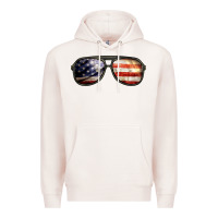 Pale Pink amerıcan flag glasses Premium Hoodie - BarkalooDesign