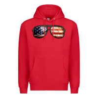 Red amerıcan flag glasses Premium Hoodie - BarkalooDesign