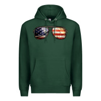 Sports Green amerıcan flag glasses Premium Hoodie - BarkalooDesign