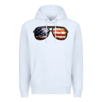 White amerıcan flag glasses Premium Hoodie - BarkalooDesign