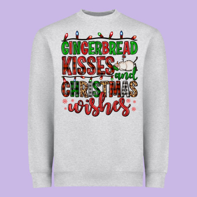 Gingerbread Kisses And Christmas Wishes Heavyweight Sweatshirt Designed By Fadigitalartstudio