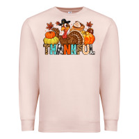 Pale Pink thankful Premium Sweatshirt - MaliasSmallBusiness