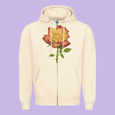 Rainbow's End Rose Zipper Hoodie Designed By Lillyallendesigns