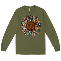 Army Green cowhide leopard aztec sunflower Long Sleeve Tee - Artiststas