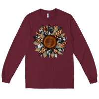 Burgundy cowhide leopard aztec sunflower Long Sleeve Tee - Artiststas