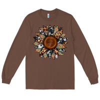 Chestnut cowhide leopard aztec sunflower Long Sleeve Tee - Artiststas