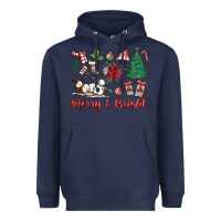 Navy merry bright Heavyweight Hoodie - MaliasSmallBusiness