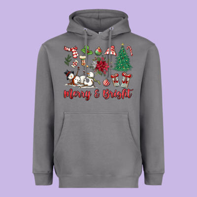 Merry Bright Heavyweight Hoodie Designed By Maliassmallbusiness