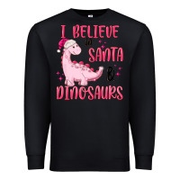 Black i believe in santa & dinosaurs pink Premium Sweatshirt - MaliasSmallBusiness