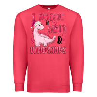 Cardinal i believe in santa & dinosaurs pink Premium Sweatshirt - MaliasSmallBusiness