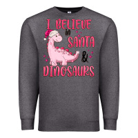 Charcoal Heather i believe in santa & dinosaurs pink Premium Sweatshirt - MaliasSmallBusiness