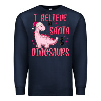 Navy i believe in santa & dinosaurs pink Premium Sweatshirt - MaliasSmallBusiness