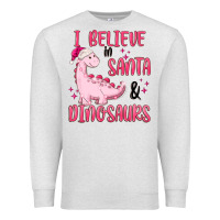 Oatmeal Heather i believe in santa & dinosaurs pink Premium Sweatshirt - MaliasSmallBusiness