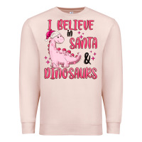 Pale Pink i believe in santa & dinosaurs pink Premium Sweatshirt - MaliasSmallBusiness