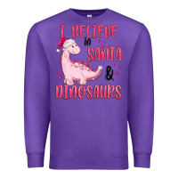 Purple i believe in santa & dinosaurs pink Premium Sweatshirt - MaliasSmallBusiness