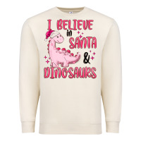 Sandshell i believe in santa & dinosaurs pink Premium Sweatshirt - MaliasSmallBusiness