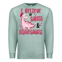 Seafoam i believe in santa & dinosaurs pink Premium Sweatshirt - MaliasSmallBusiness