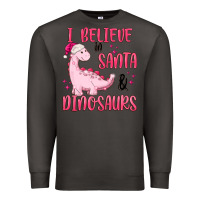 I Believe In Santa & Dinosaurs Pink Premium Sweatshirt | Teevron