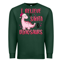 Sports Green i believe in santa & dinosaurs pink Premium Sweatshirt - MaliasSmallBusiness