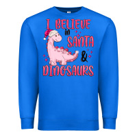 True Royal i believe in santa & dinosaurs pink Premium Sweatshirt - MaliasSmallBusiness