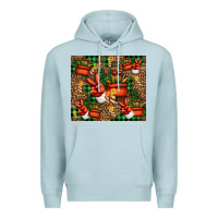 Blue Mist Christmas Santa Claus peace hand Premium Hoodie - Jasminsmagicworld